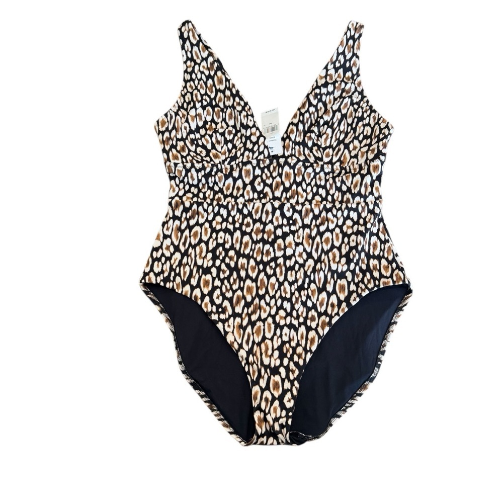 Tommy Bahama Safari Cat One-Piece Swimsuit Color Black Leopard Print Size 12 NWT